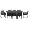 vidaXL Garten Essgruppe 9 pcs Schwarz Poly-Rattan