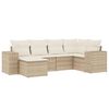 vidaXL 6-tlg. Garten-Sofagarnitur mit Kissen Beige Poly Rattan