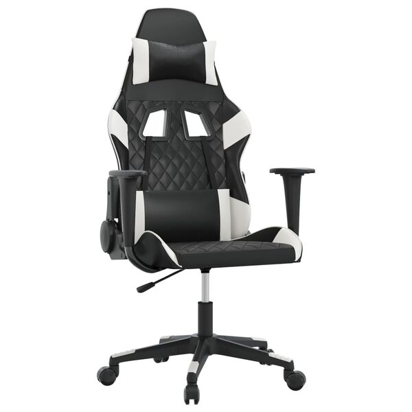 vidaXL Gaming-Stuhl mit Massagefunktion Schwarz und Wei&szlig; Kunstleder