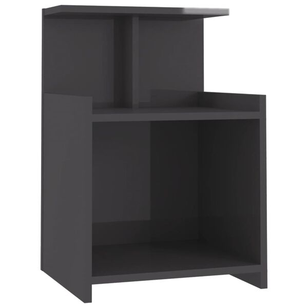 vidaXL Nachttische 2 Stk. Hochglanz-Grau 40x35x60 cm Holzwerkstoff