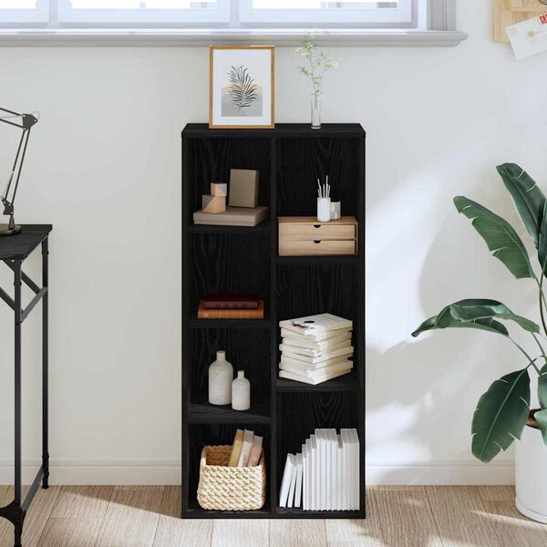vidaXL B&uuml;cherregal Schwarz Eichen-Optik 50 x 25 x 102 cm