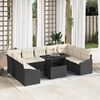 vidaXL Sofa Set mit Kissen 10 pcs Schwarz und Creme Poly-Rattan
