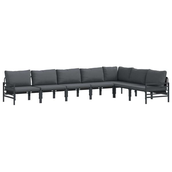 vidaXL Gartensofa-set mit Kissen 7 pcs Schwarz Stahl