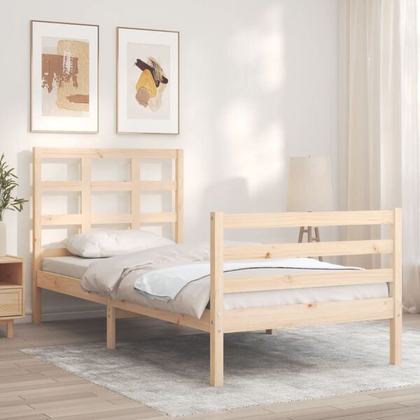 vidaXL Massivholzbett mit Kopfteil 100x200 cm