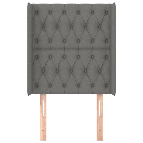 vidaXL Kopfteil mit Ohren Dunkelgrau 83x16x118/128 cm Stoff