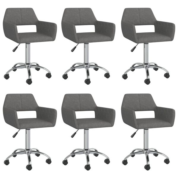 vidaXL Esszimmerst&uuml;hle 6 Stk. Drehbar Dunkelgrau Stoff