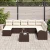 vidaXL Sofa Set mit Kissen 9 pcs Braun und Wei&szlig; Poly-Rattan