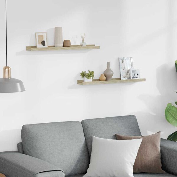 vidaXL Wandregale 2 Stk. Sonoma-Eiche 60 x 9 x 3 cm