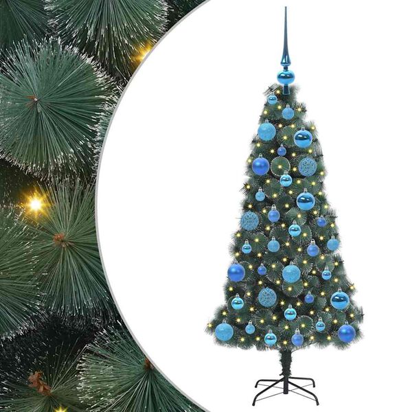 vidaXL Künstlicher vorbeleuchteter Weihnachtsbaum mit Kugelset 120 cm