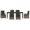 vidaXL Garten Essgruppe 7 pcs Grau Poly-Rattan