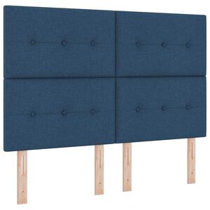 vidaXL Boxspringbett mit LED-Lichtleisten Blau 160 x 200 cm Stoff