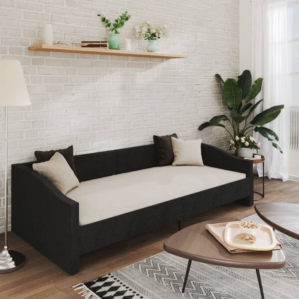 vidaXL Tagesbett mit Matratze USB Schwarz Stoff 90x200 cm