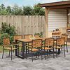 vidaXL Garten Essgruppe 9 pcs Schwarz und Braun Poly-Rattan