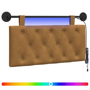 vidaXL H&auml;ngendes Kopfteil Mit LED Licht Braun Samt
