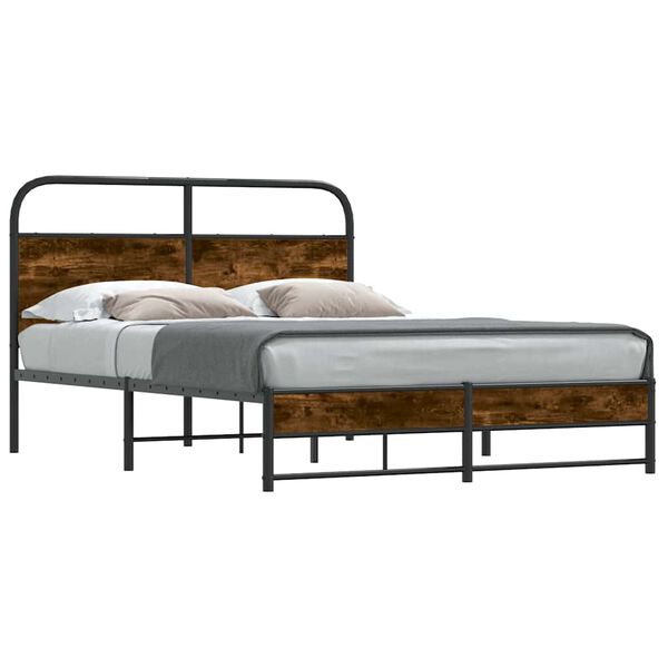 vidaXL Bettgestell ohne Matratze 140x190 cm R&auml;uchereiche Holzwerkstoff