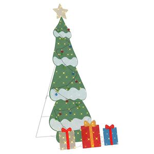 vidaXL Beleuchteter Weihnachtsbaum mit 3 Geschenkboxen 2D Warm Wei&szlig;