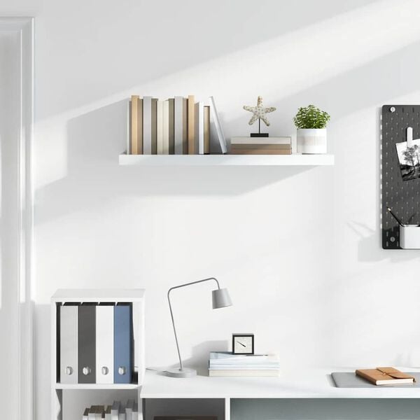 vidaXL Schweberegal Hochglanz-Wei&szlig; 90x23,5x3,8 cm MDF