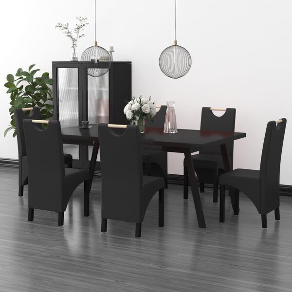 vidaXL Esszimmerst&uuml;hle 6 Stk. Schwarz Kunstleder