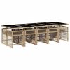 vidaXL 11-tlg. Garten-Essgruppe mit Kissen Beige Poly Rattan