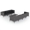 vidaXL 8-tlg. Garten-Lounge-Set mit Kissen Poly Rattan Dunkelgrau