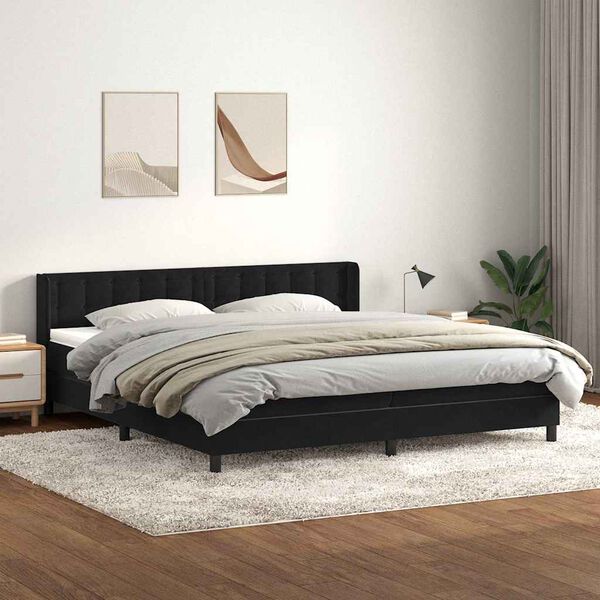vidaXL Boxspringbett mit Matratze Dunkelgr&uuml;n 90x210 cm Samt