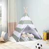 vidaXL Kindertent Grau und Wei&szlig; 120 x 120 x 150 cm Massivholz Kiefer
