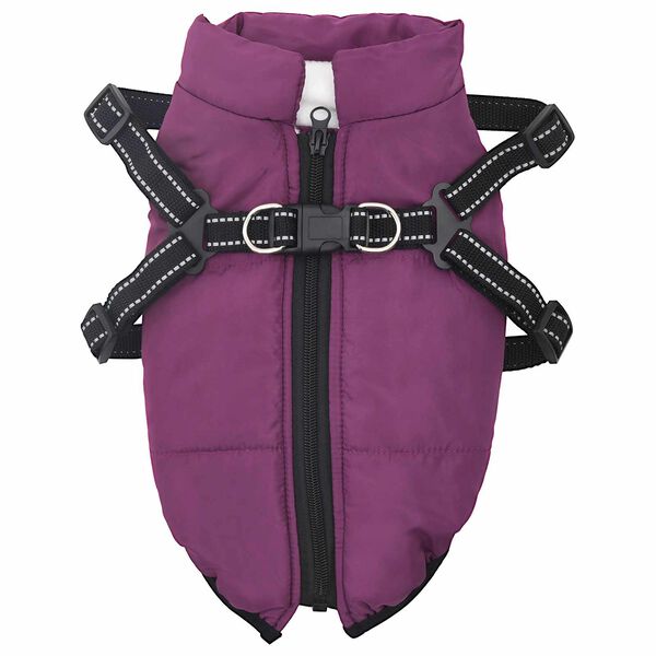 vidaXL Hundemantel mit Geschirr Lila S Fleece und Polyester