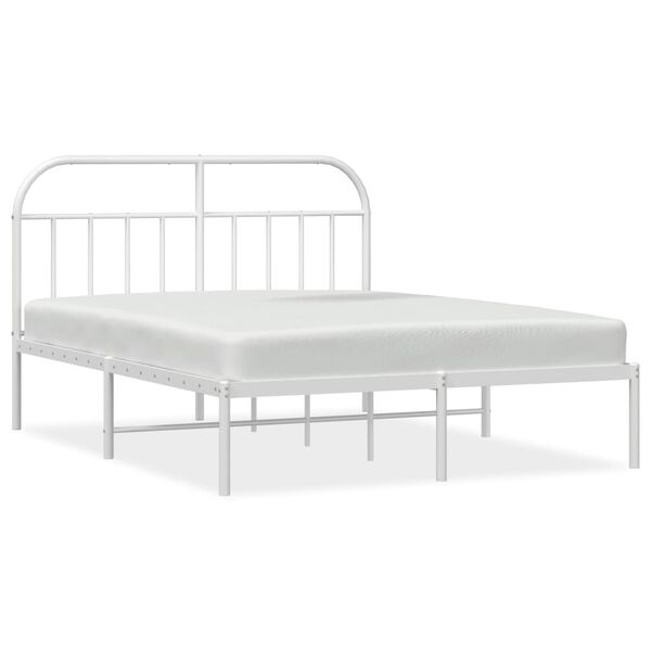 vidaXL Bettgestell mit Kopfteil Metall Wei&szlig; 140x190 cm
