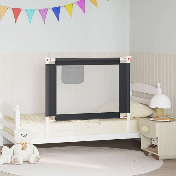 vidaXL Kleinkind-Bettschutzgitter Dunkelgrau 100x25 cm Stoff