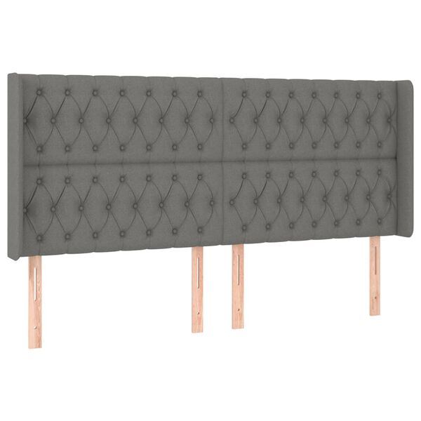 vidaXL LED Kopfteil Dunkelgrau 183x16x118/128 cm Stoff