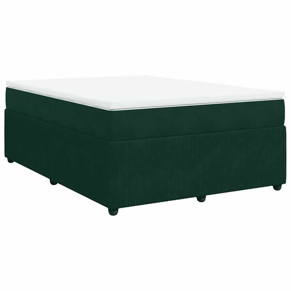 vidaXL Boxspringbett mit Matratze Dunkelgr&uuml;n 160x200 cm Samt