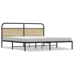 vidaXL Metallbett ohne Matratze Sonoma-Eiche 180x200 cm