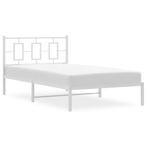 vidaXL Bettgestell mit Kopfteil Metall Wei&szlig; 107x203 cm