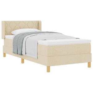 vidaXL Boxspringbett mit Matratze mit Kopfteil Creme 90 x 200 cm Stoff