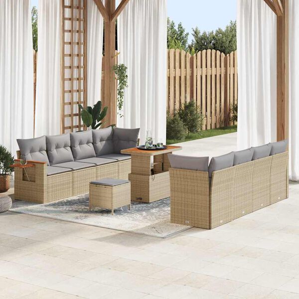 vidaXL Garten-Sofa-Set 11 pcs Beige und Hellgrau 90 x 55 x 71 cm