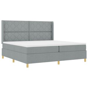 vidaXL Boxspringbett mit LED-Lichtleisten Hellgrau 200 x 200 cm Stoff