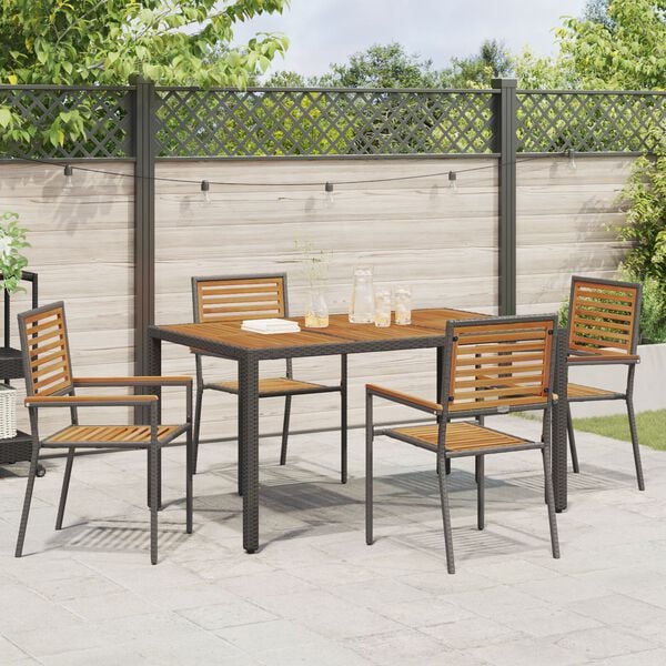 vidaXL Garten Essgruppe 5 pcs Schwarz und Braun Poly-Rattan