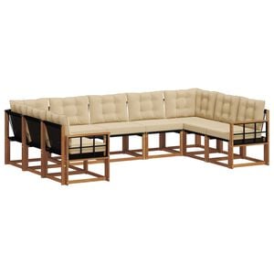 vidaXL Outdoor-Sofagarnitur 9 stk. Natur und Beige