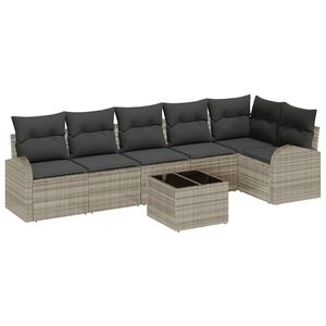 vidaXL Gartensofa-set Hellgrau Poly-Rattan