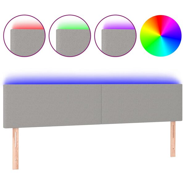 vidaXL LED Kopfteil Hellgrau 160x5x78/88 cm Stoff
