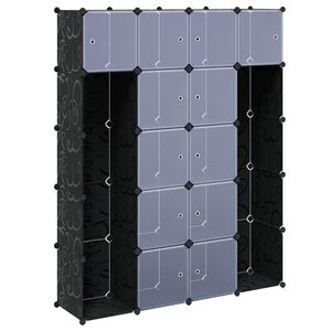 vidaXL Modularer Schrank mit 14 F&auml;chern schwarz/wei&szlig; 37x146x180,5cm