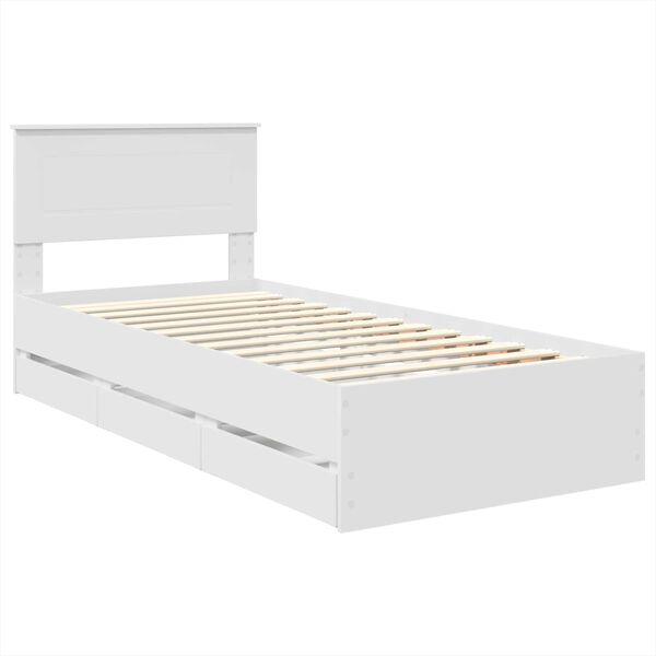 vidaXL Bettrahmen mit Schubladen Wei&szlig; 75 x 190 cm Ingenieurs Holz