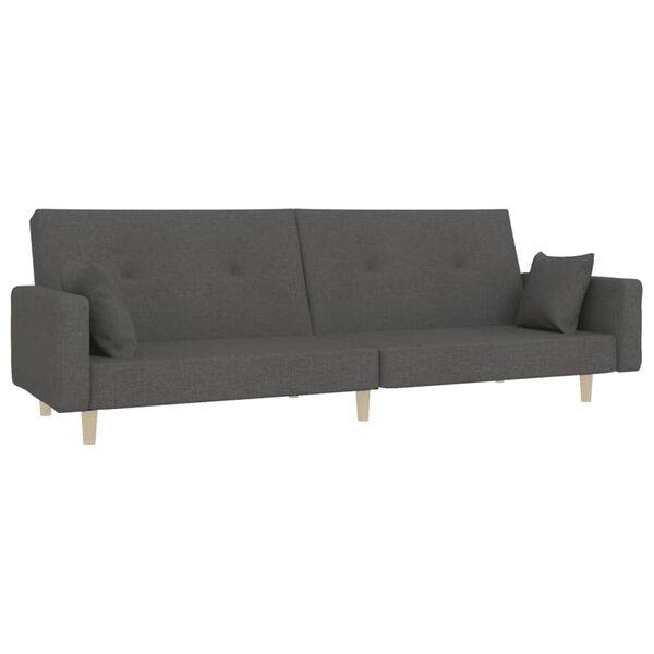 vidaXL Schlafsofa 2-Sitzer mit 2 Kissen Dunkelgrau Stoff