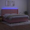 vidaXL Boxspringbett mit Matratze & LED Rosa 200x200 cm Samt