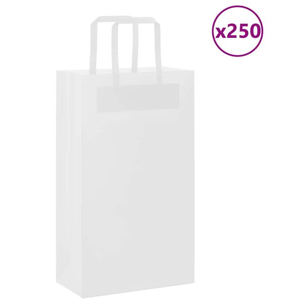 vidaXL Papiertragetaschen 250 Stk. mit Henkeln Wei&szlig; 21x11x36 cm