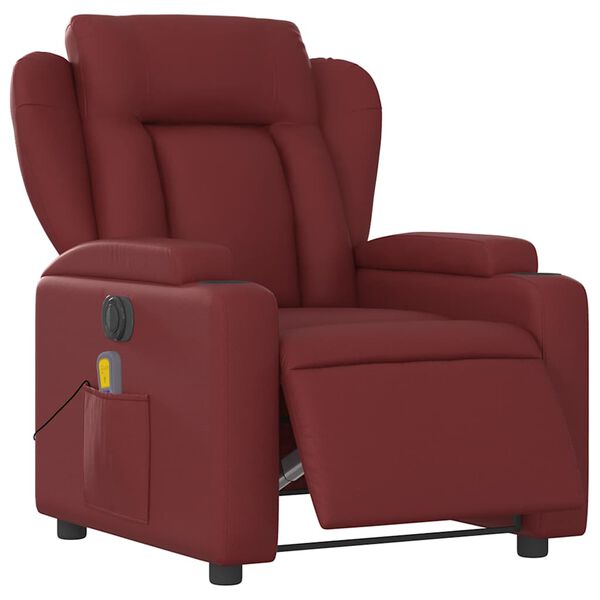vidaXL Massagesessel Elektrisch Weinrot Kunstleder