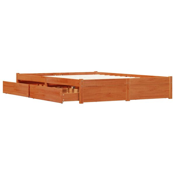 vidaXL Bettrahmen Wachsbraun 150 x 200 cm Massivholz Kiefer