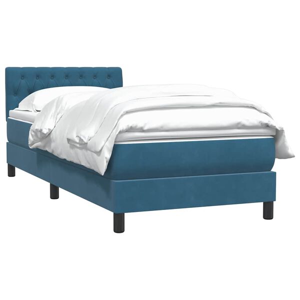 vidaXL Boxspringbett mit Matratze Dunkelblau 100x220 cm Samt