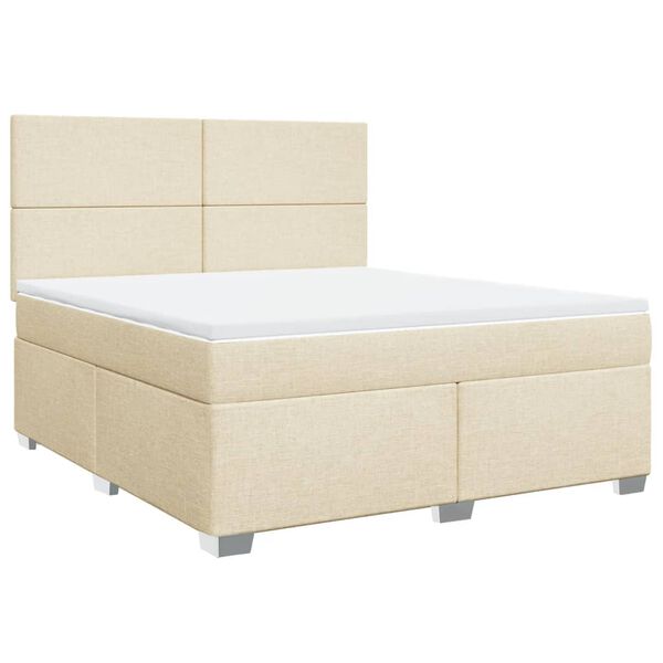 vidaXL Boxspringbett mit Matratze Creme 180x200 cm Stoff