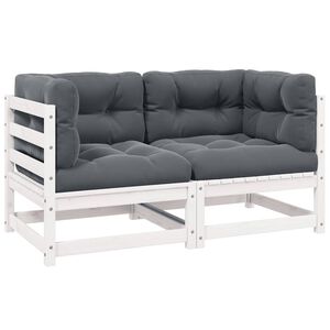 vidaXL Gartensofa 2-Sitzer mit Kissen Kiefer Massivholz Wei&szlig;